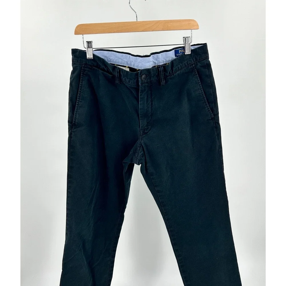 Polo Ralph Lauren Mens Black Stretch Slim Fit Chino Pants 33x29 RN 41381